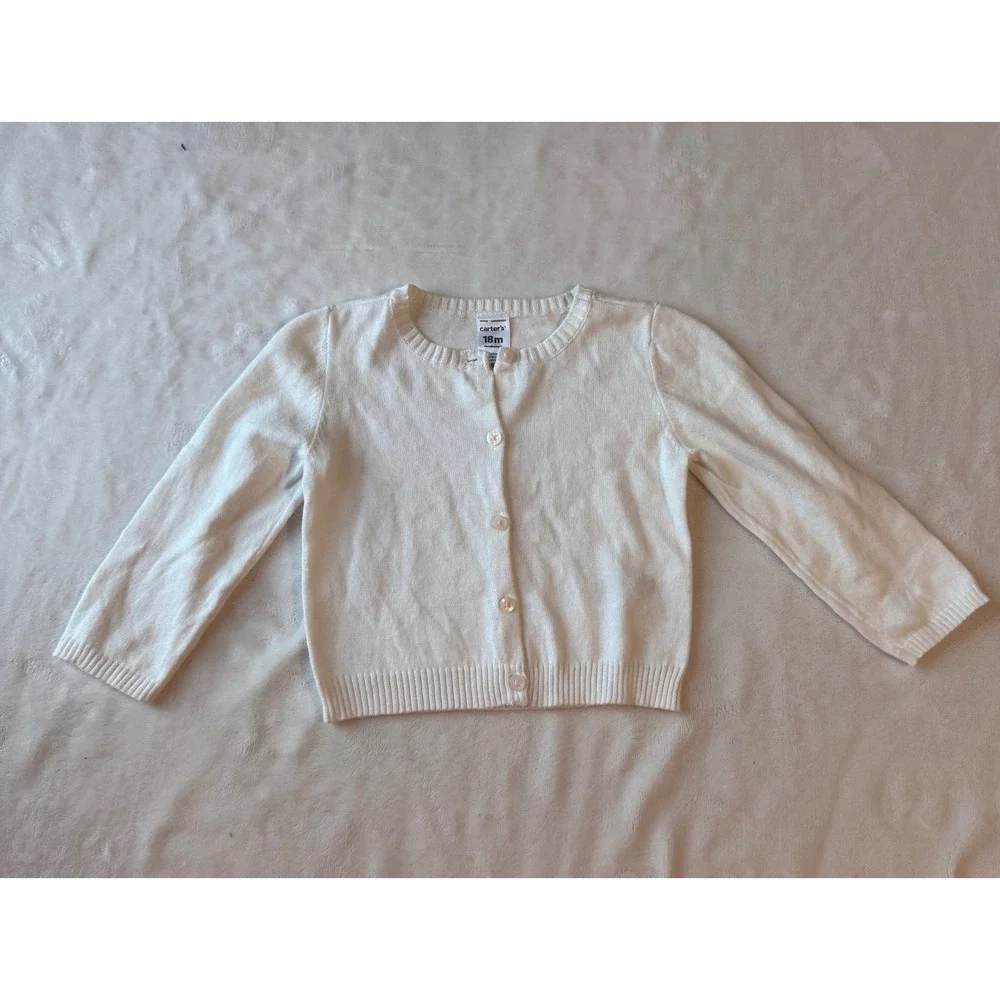 CARTER'S LOT OF 2- Pink Faux Fleece Fur hoodie & White‎ Button Up top 18 Months